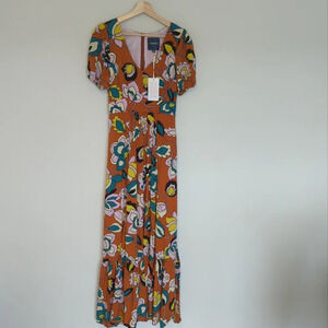 NWT Mod Cloth Maxi Dress Lined Size Small Floral Boho Ruffles Flowy Feminine